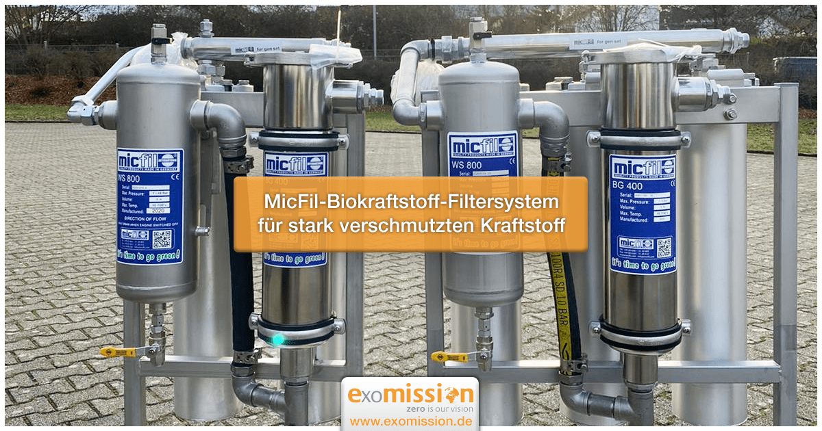 MicFil-Biokraftstoff-Filtersystem für stark verschmutzten Kraftstoff